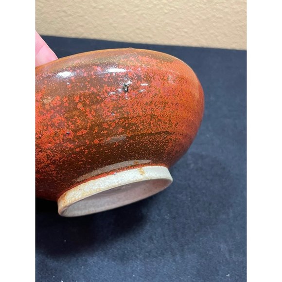 Vintage Pottery Signed Bowl Brown Drip Glaze - Picture 8 of 9